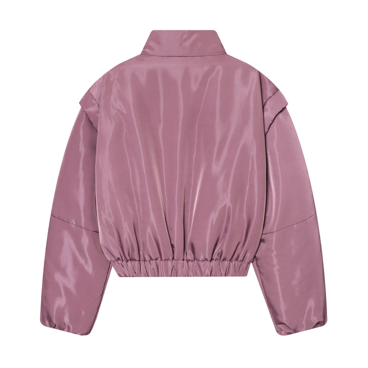 Damen Gekürzte wattierte Satinjacke mit hohem Stehkragen und Taillen-Smock Echo Archiv