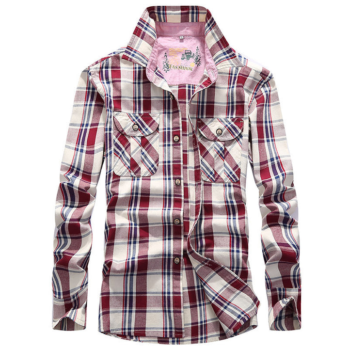 Herren Karo-Flanellhemd mit Brustpattentaschen und robustem Button-Down-Kragen – Arvello