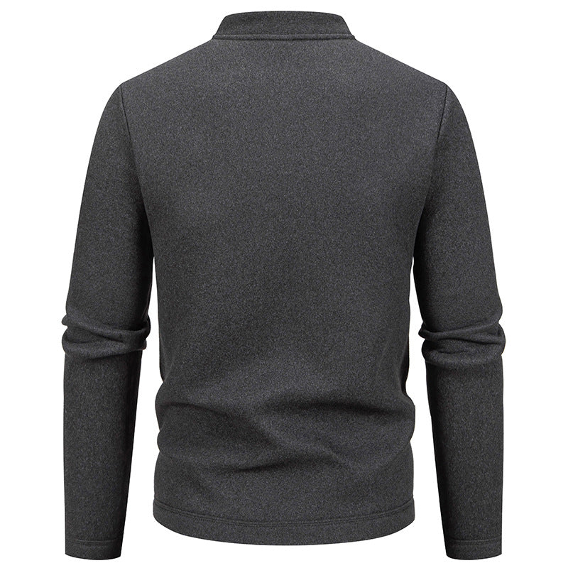 Herren Stehkragen-Strickjacke mit Knopfleiste und leichtem Wollmix Echo Archiv