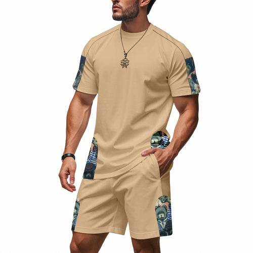 Herren Freizeit-Set mit bedrucktem Shirt und Shorts Echoarchiv