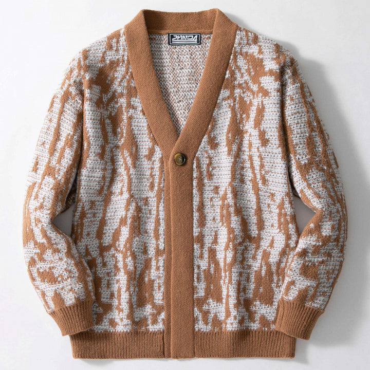 Herren modischer Strick-Cardigan mit stylishem Muster und V-Ausschnitt Echoarchiv