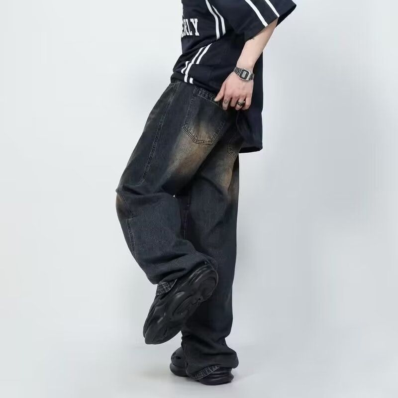 Herren Wide-Leg Jeans im lässigen Vintage-Design mit einzigartiger Waschung Echoarchiv