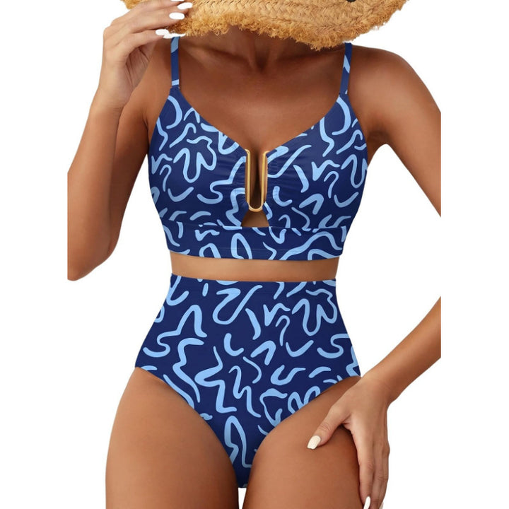 Damen Hoch geschnittener Bikini mit floralem Muster und Leo-Print Echo Archiv