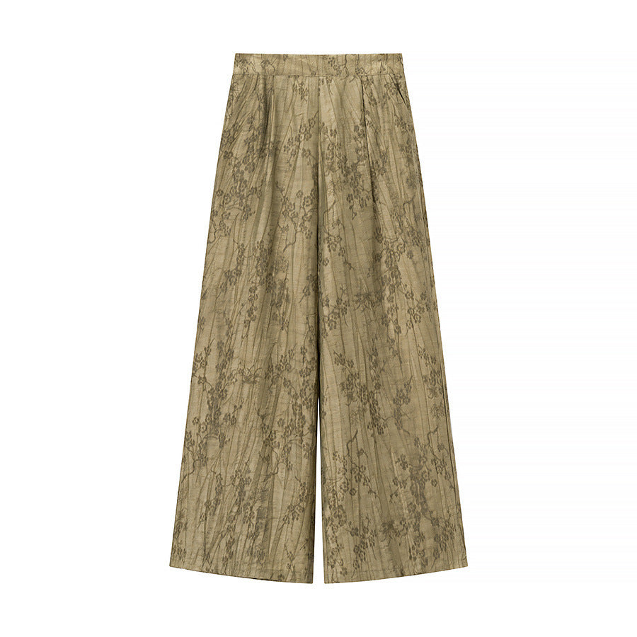Damen Zweiteiliges Jacquard-Loungewear-Set mit Hemdbluse und weiter Palazzohose Echo Archiv