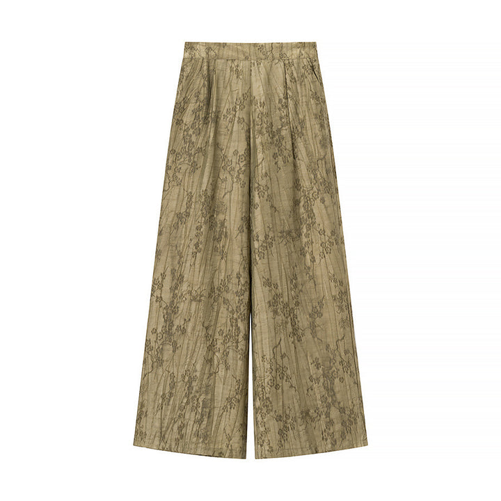 Damen Zweiteiliges Jacquard-Loungewear-Set mit Hemdbluse und weiter Palazzohose Echo Archiv