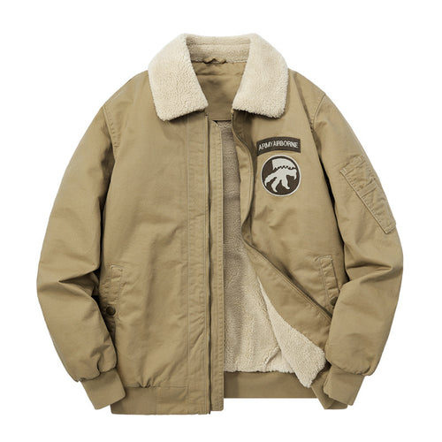 Herren Bomberjacke mit durchgehendem Sherpa‑Futter und Umlegekragen – Brevano