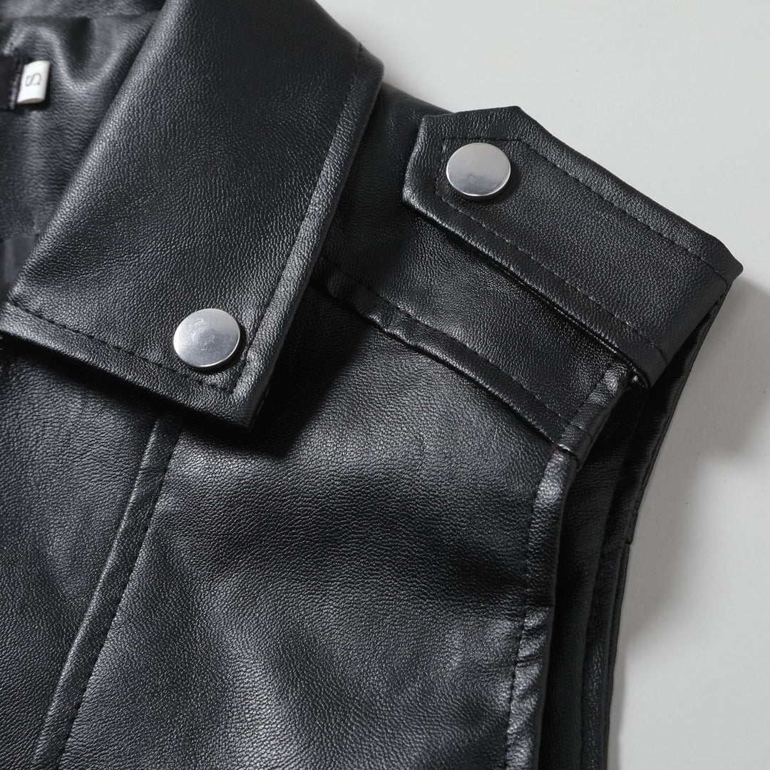 Herren lässige Bikerjacke aus hochwertigem Leder mit asymmetrischem Reißverschluss Echoarchiv