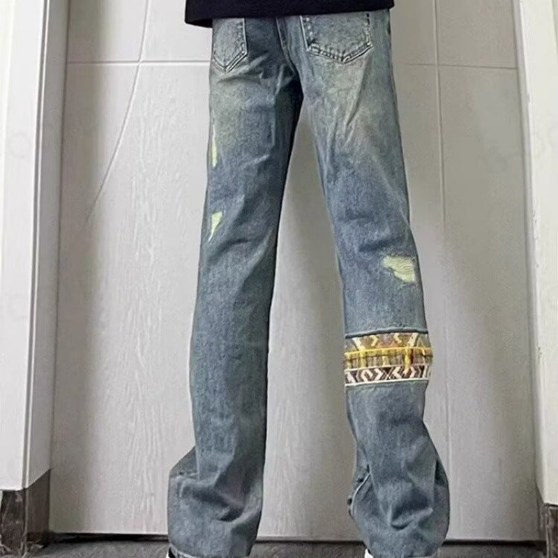 Herren modische und lässige Jeans mit kreativen Zierdetails Echoarchiv