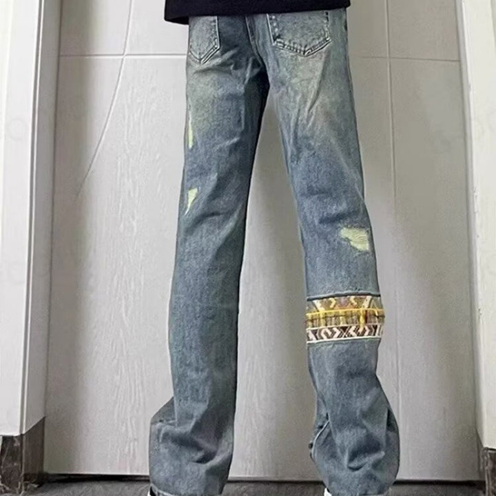 Herren modische und lässige Jeans mit kreativen Zierdetails Echoarchiv