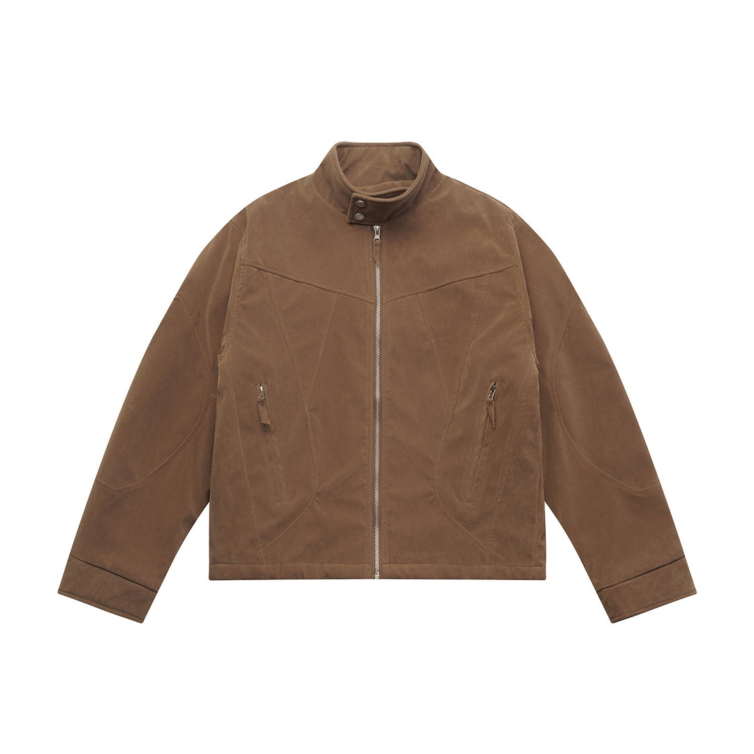 Herren Kurzblouson aus Velours‑Suede mit hohem Kragen und ergonomischer Nahtführung Echoarchiv