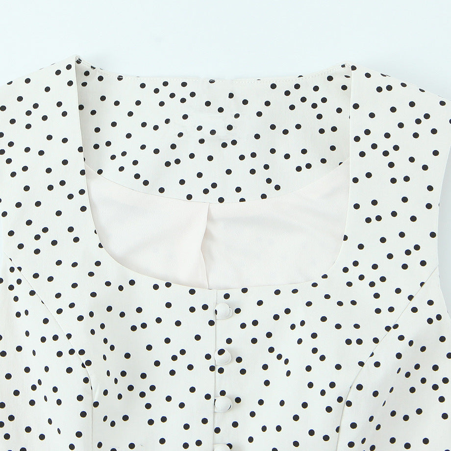 Damen Polka-Dot Tailliertes Oberteil mit eleganter Knopfleiste Echo Archiv