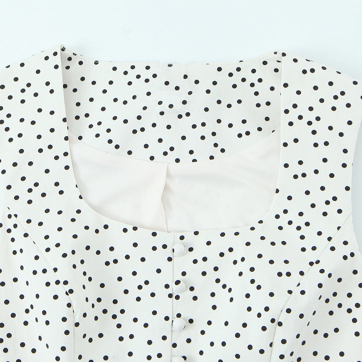 Damen Polka-Dot Tailliertes Oberteil mit eleganter Knopfleiste Echo Archiv