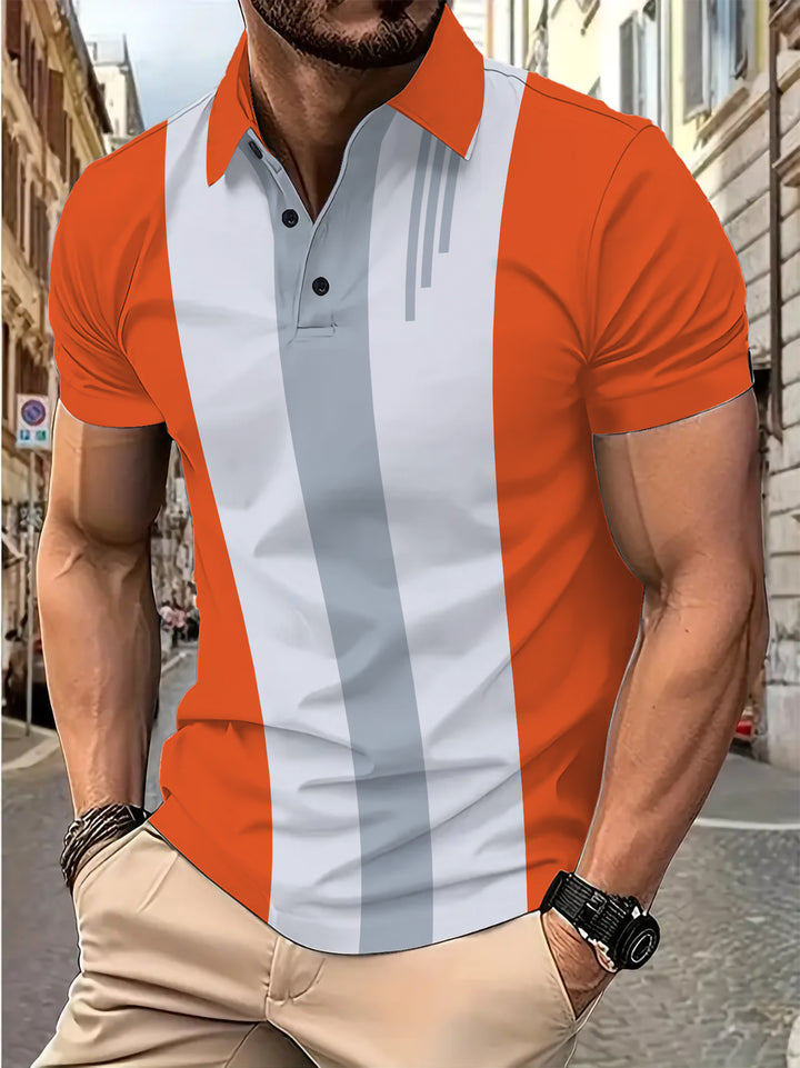 Herren Polohemd mit dynamischen Streifen und atmungsaktivem Gewebe Echoarchiv