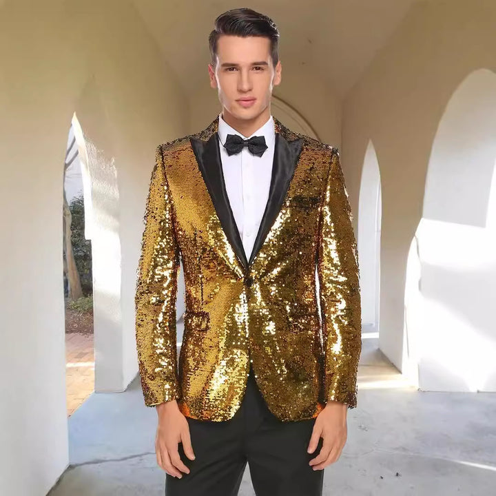 Herren Glitzernder Smokingblazer mit modernem Pailletten-Design Echoarchiv