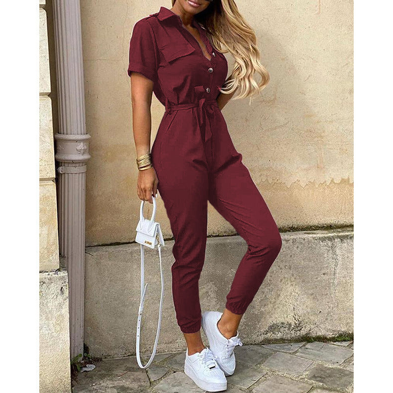 Damen eleganter Jumpsuit mit tailliertem Schnitt und praktischen Taschen Echo Archiv