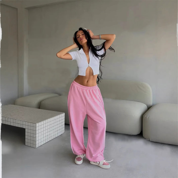 Damen nan weite Lounge-Jogginghose mit elastischem Komfortbund und seitlichen Eingrifftaschen Echo Archiv