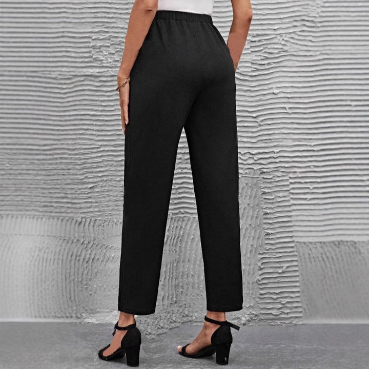 Damen nan hochgeschnittene konisch geschnittene Business-Hose mit elastischem Bund und seitlichen Eingrifftaschen Echo Archiv