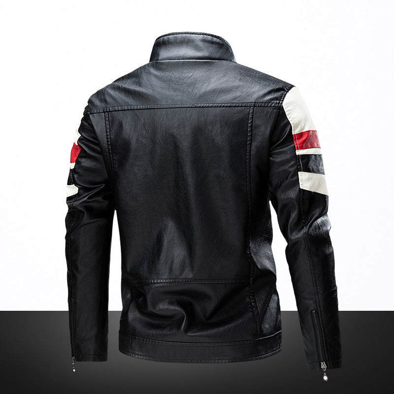 Herren Lederimitat-Bikerjacke im Retro-Racing-Design – Valtoré