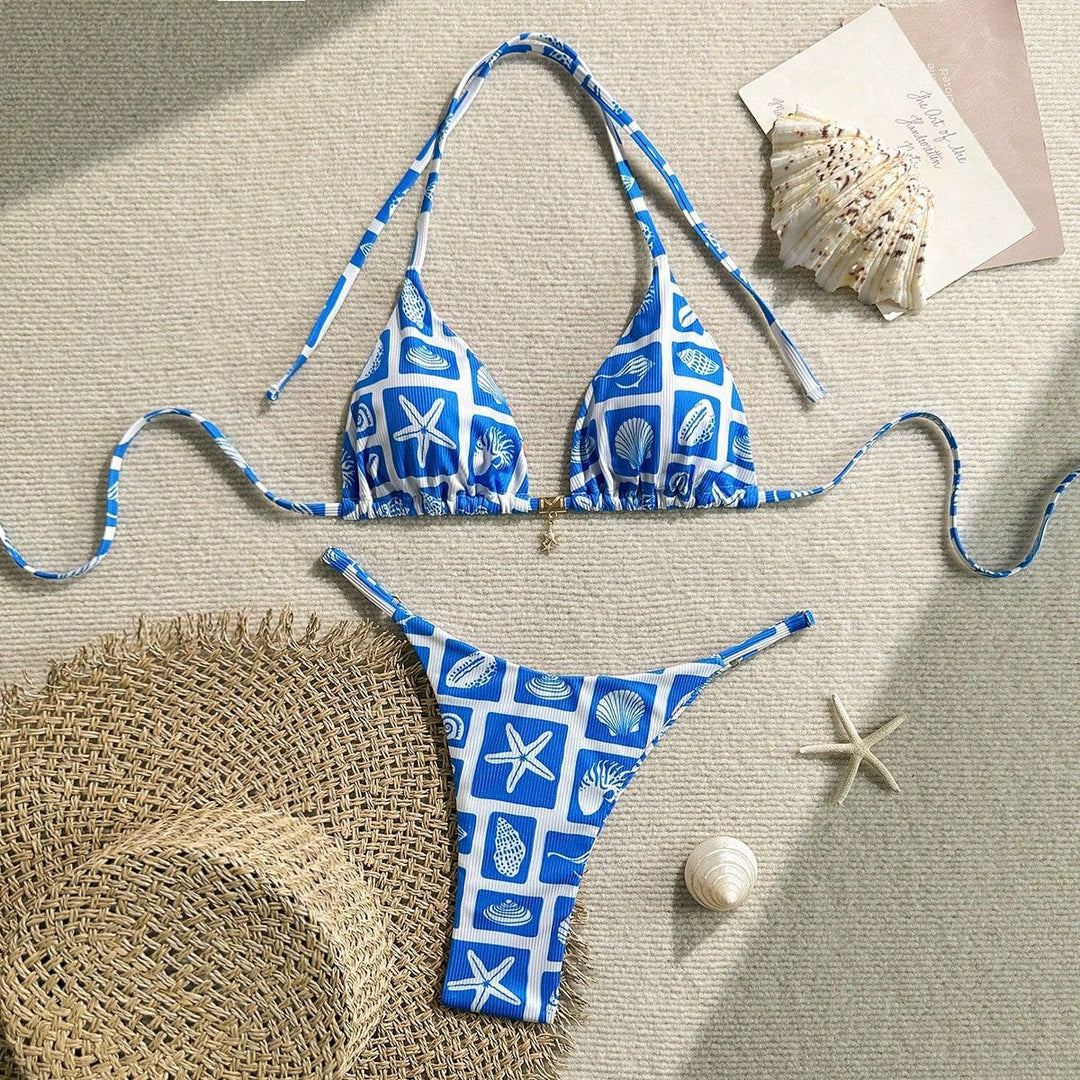 Damen Triangel-Bikini mit maritimem Muster Echo Archiv