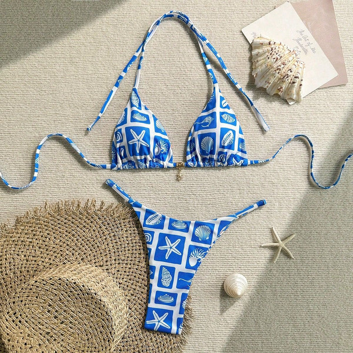 Damen Triangel-Bikini mit maritimem Muster Echo Archiv