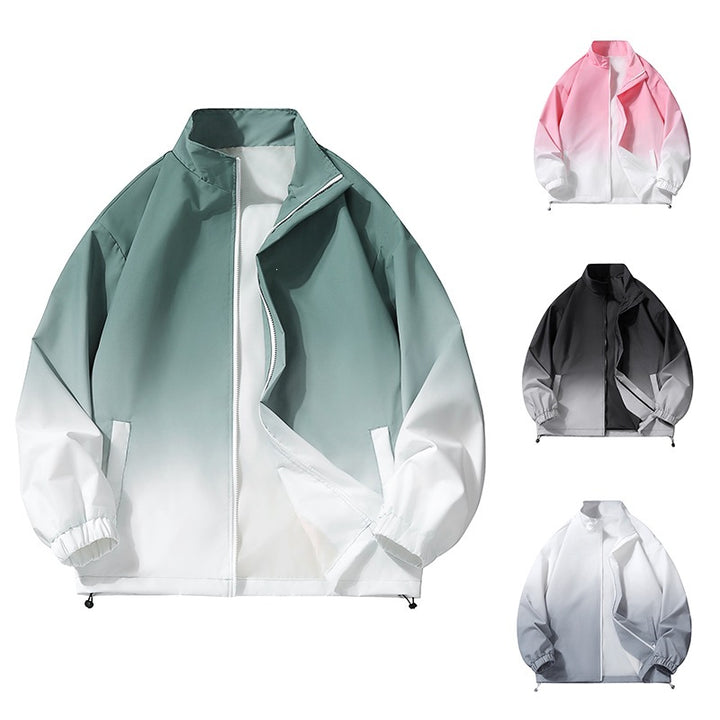 Herren leichte Farbverlauf Windbreakerjacke mit Stehkragen, durchgehendem Reißverschluss & Kordelzugsaum Echoarchiv