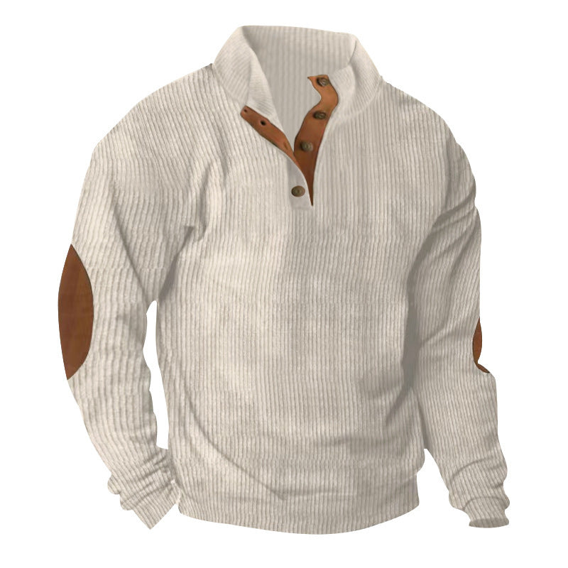 Herren Strukturierter Pullover mit modischen Lederapplikationen Echoarchiv