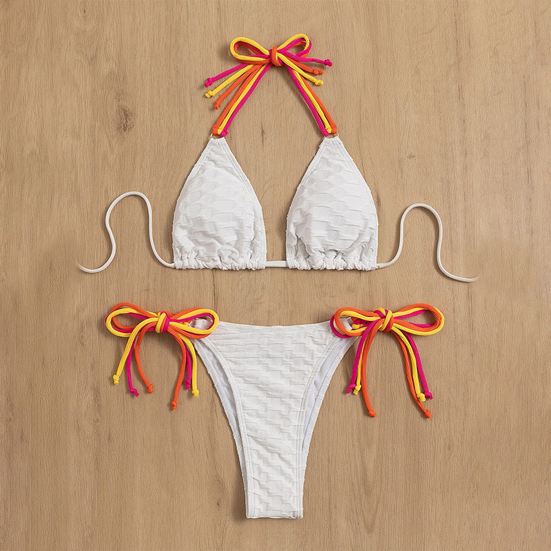 Damen Triangel-Bikini-Set mit farbenfrohen Schnürbändern Echo Archiv