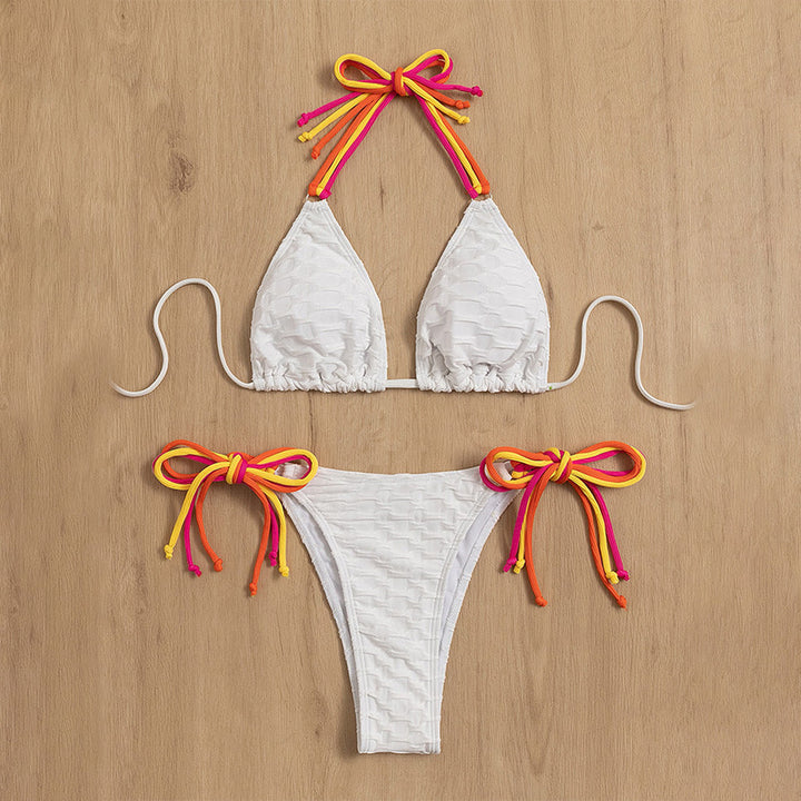 Damen Triangel-Bikini-Set mit farbenfrohen Schnürbändern Echo Archiv