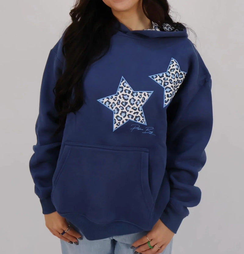 Damen nan Oversize-Kapuzenpullover mit Stern-Applikationen und gefütterter Kapuze Echo Archiv