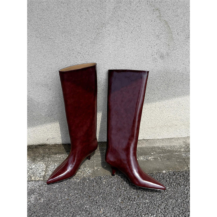 Damen spitz zulaufende Stiefelette mit sculpted Kitten-Absatz und mid-calf Schaft Echo Archiv