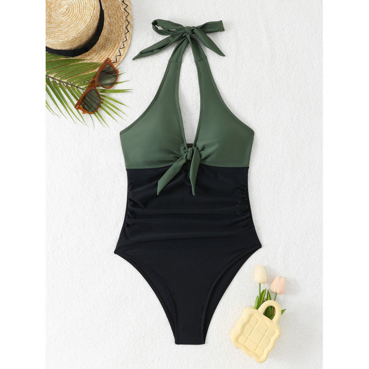 Damen Hochtaillierter Badeanzug mit raffiniertem Knotendesign Echo Archiv