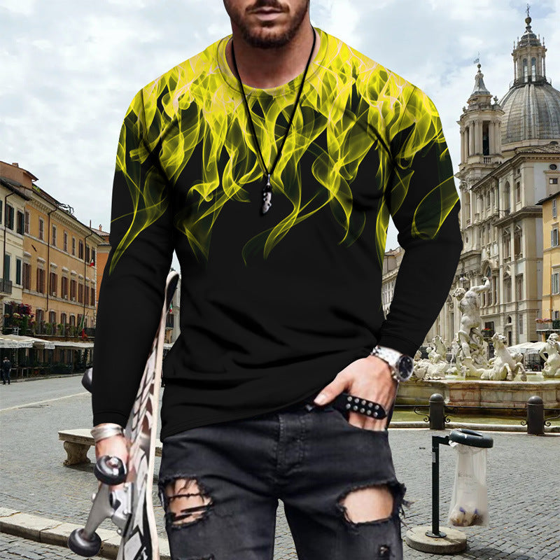 Herren Langarmshirt mit auffälligem Flammenmuster Echoarchiv