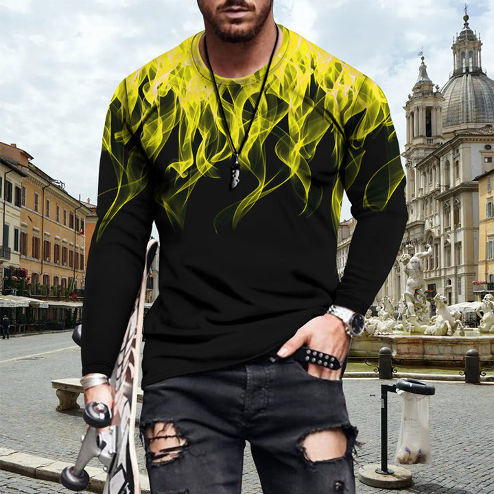 Herren Langarmshirt mit auffälligem Flammenmuster Echoarchiv