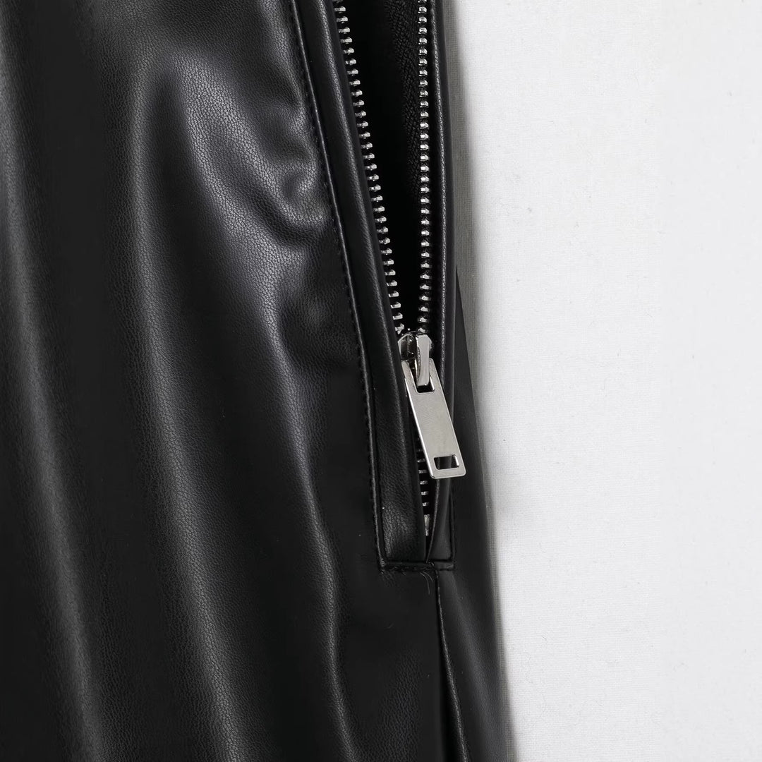 Damen hochgeschnittene ausgestellte Kunstlederhose mit Schnürungsdetail in der Taille Echoarchiv