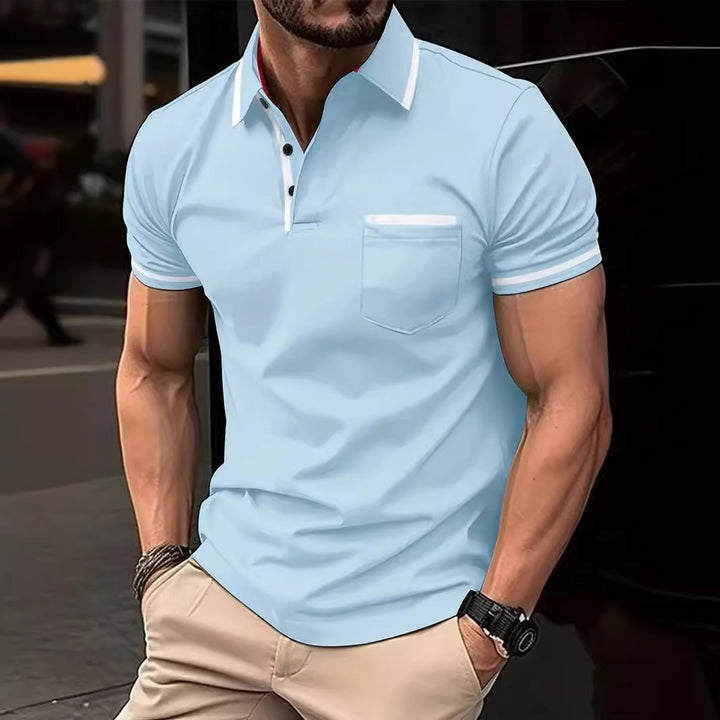 Herren modisches Kurzarm-Polohemd mit kontrastierenden Details Echoarchiv