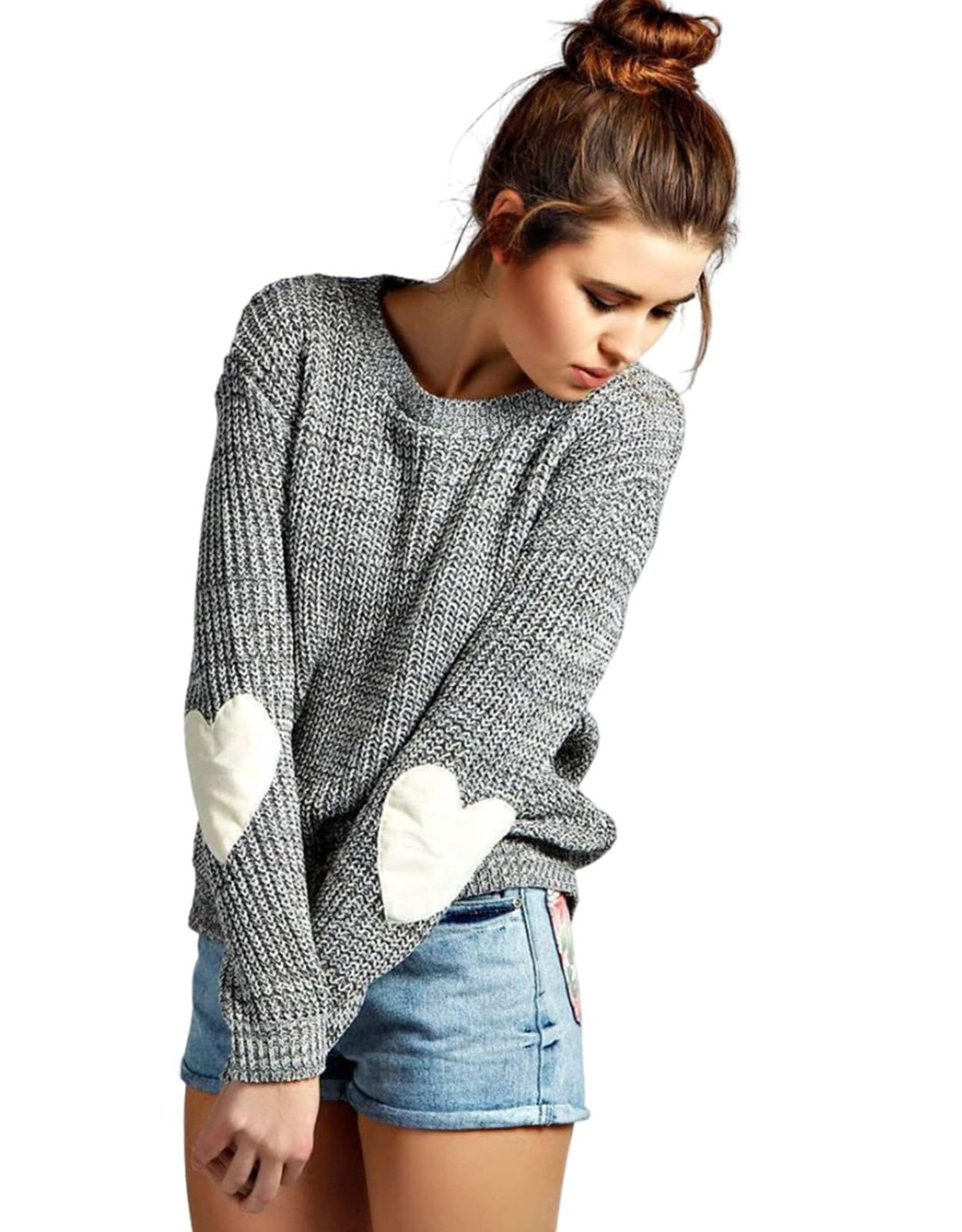 Damen Modischer Strickpullover mit Herz-Details – Mavelle