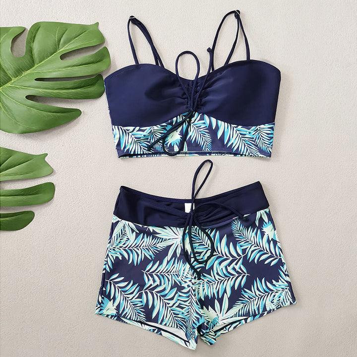 Damen Crop-Top Bikini mit floralem Design und bequemen Shorts Echo Archiv