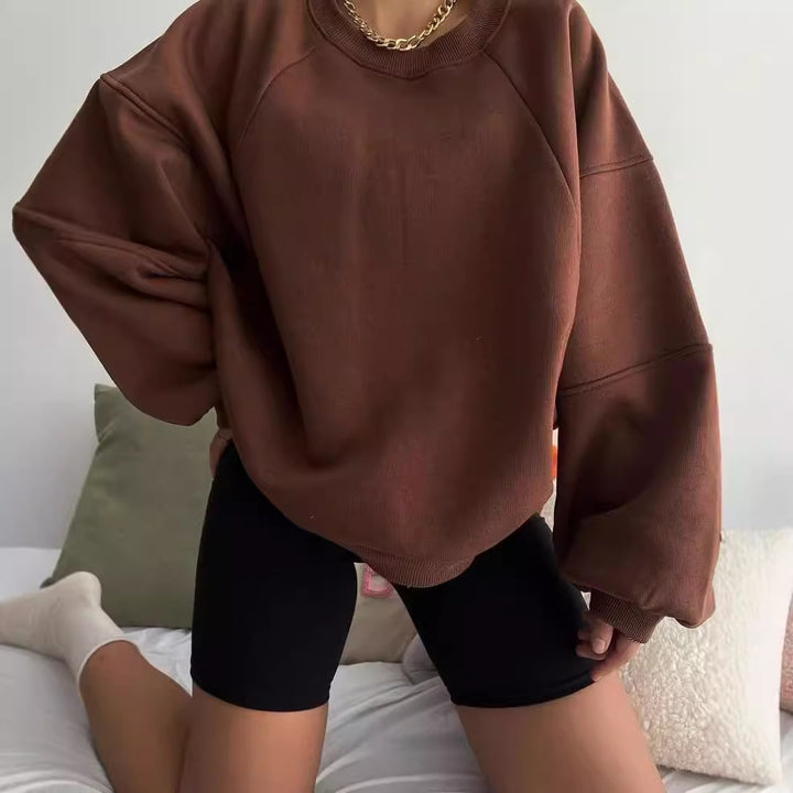Damen Komfort-Loungewear Kombination Oversize-Sweatshirt mit High-Waist Biker-Shorts Echoarchiv