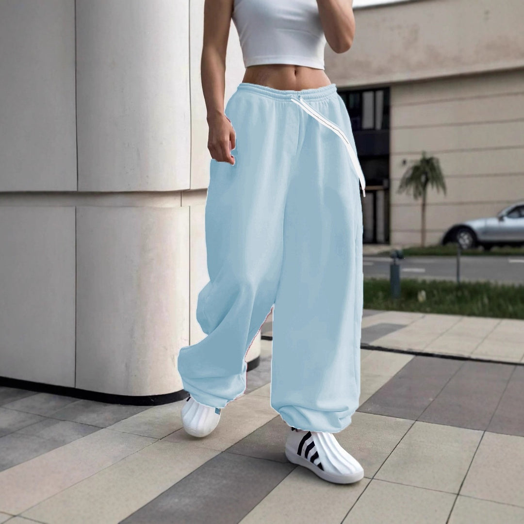 Damen weite Baggy-Jogginghose mit hohem Komfortbund, Kordelzug und elastischen Knöchelbündchen – Avélisse