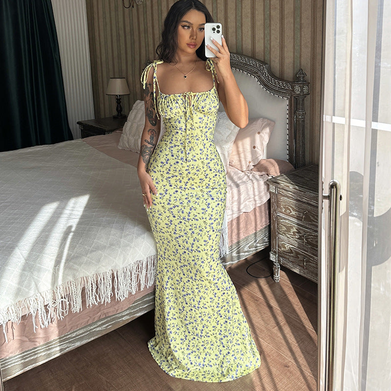 Damen Maxikleid mit zarten Blumenmustern und verstellbaren Spaghettiträgern Echo Archiv