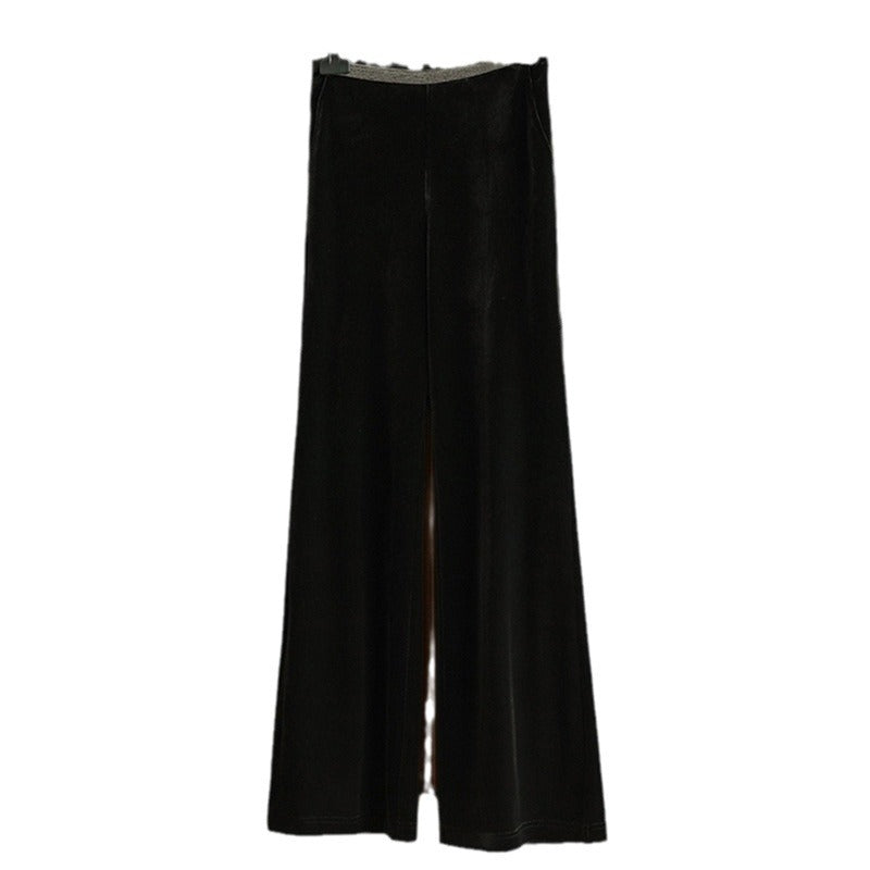 Damen Elegante und fließende Velours-Hose Echoarchiv