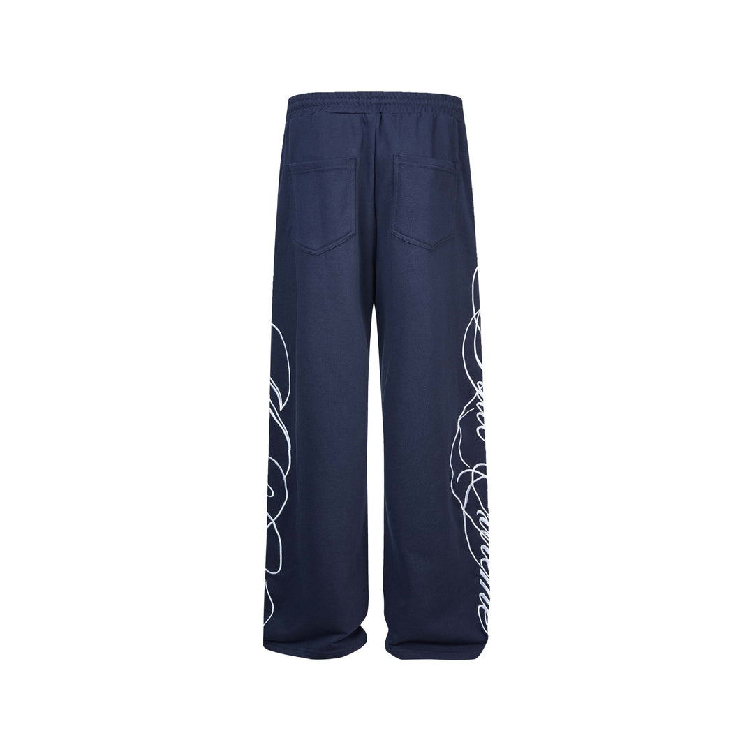 Damen Weiche Loungehose mit weitem Bein, elastischem Bund und Statementdruck Echoarchiv