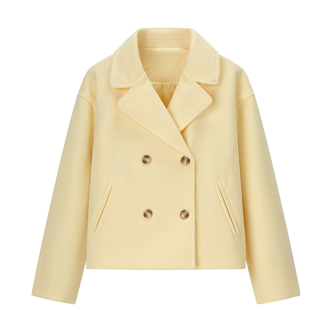 Damen Kurzer Boxy-Peacoat im Wollmix mit doppeltreihiger Knopfleiste und Paspeltaschen Echo Archiv
