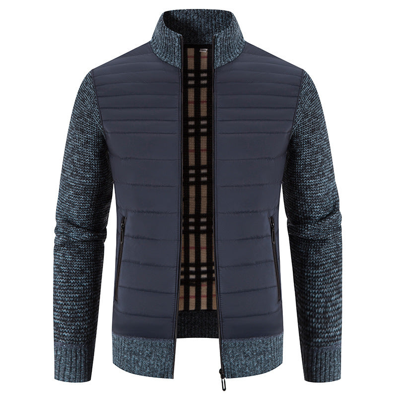 Herren Steppjacke mit modernem Strickärmeln und hohem Kragen Echoarchiv