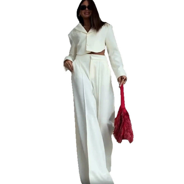 Damen Elegantes Cropped-Blazer- und Palazzo-Hosen-Set Echoarchiv