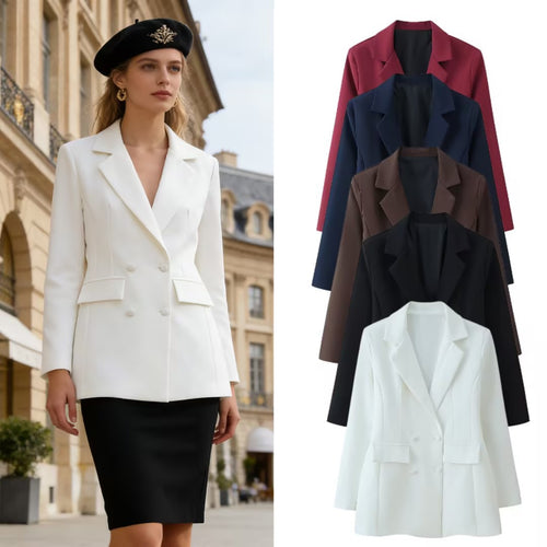 Damen taillierter Doppelreiher-Blazer mit Pattentaschen und Wiener Nähten Echo Archiv