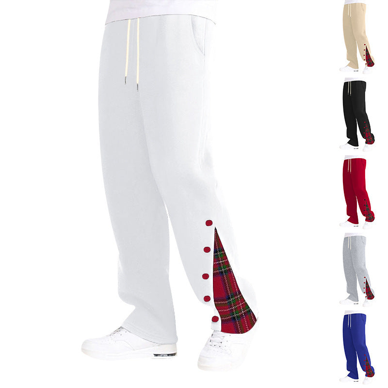 Herren modische Freizeithose mit seitlichem Karo-Muster und verstellbarem Kordelzug Echoarchiv