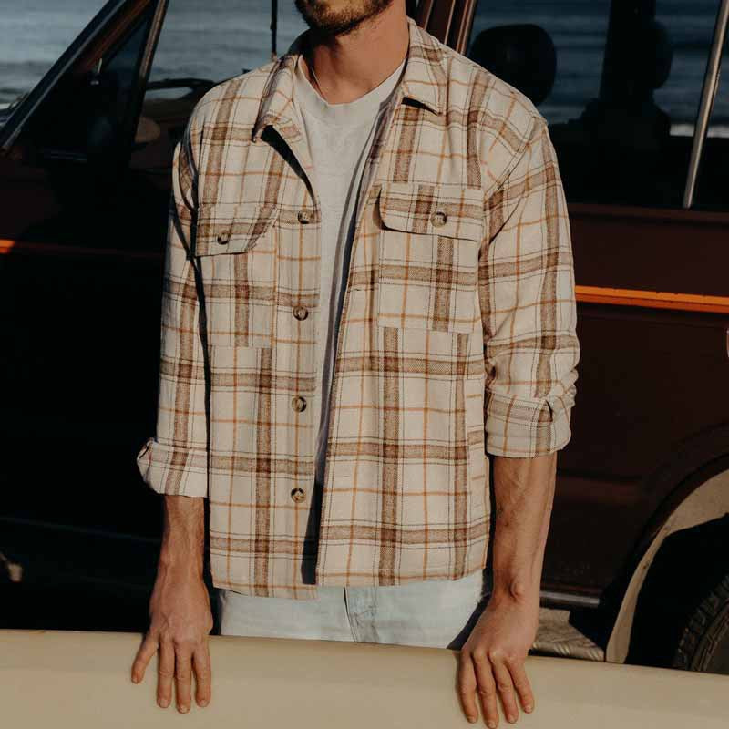Herren Overshirt aus gebürstetem Flanell mit Karomuster und Pattentaschen – Taviero
