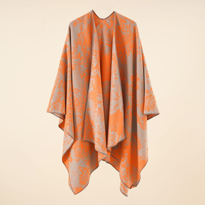 Damen Jacquard-Umhang mit floraler Strukturwebung und offenem Kimono-Fall Echo Archiv