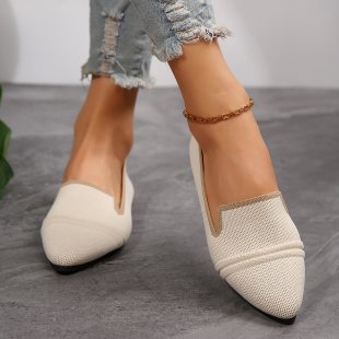 Damen  elegante flache Slipper-Loafer mit spitzer Zehenpartie Strickoptik und gepolsterter Innensohle Echo Archiv